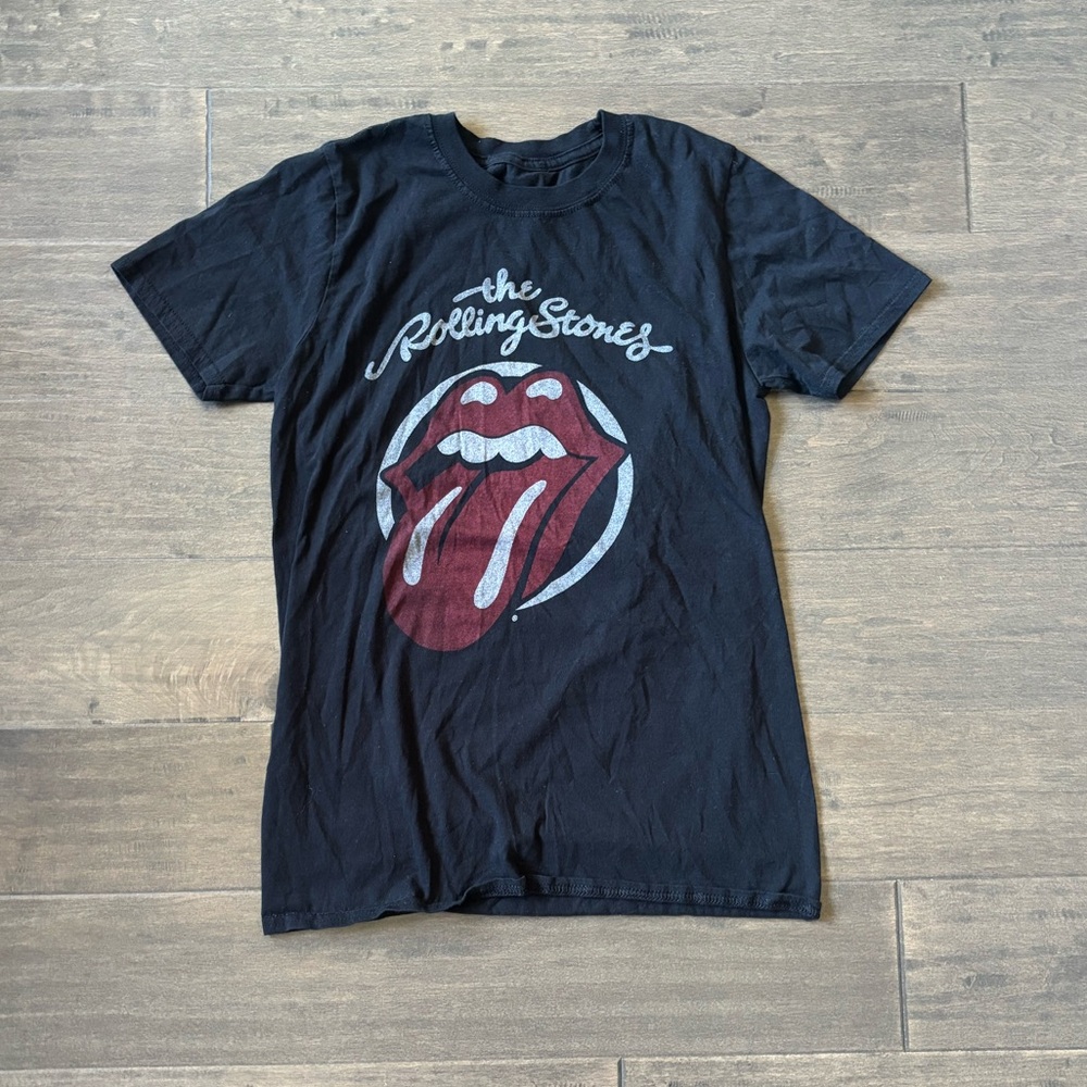 Rolling Stones Black Tee with White Logo